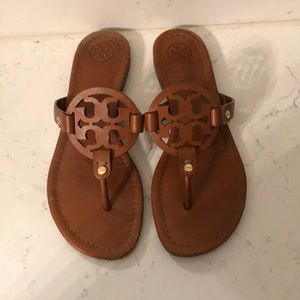 Tan leather Tory Burch Miller Sandals